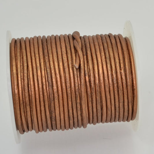 Stringing - 2mm Leather Cord - Bronze Metallic (25 meter Spool)