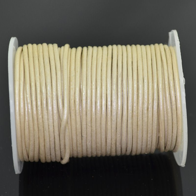 Stringing - 1.5mm Leather Cord - Ivory Metallic (25 meter Spool)