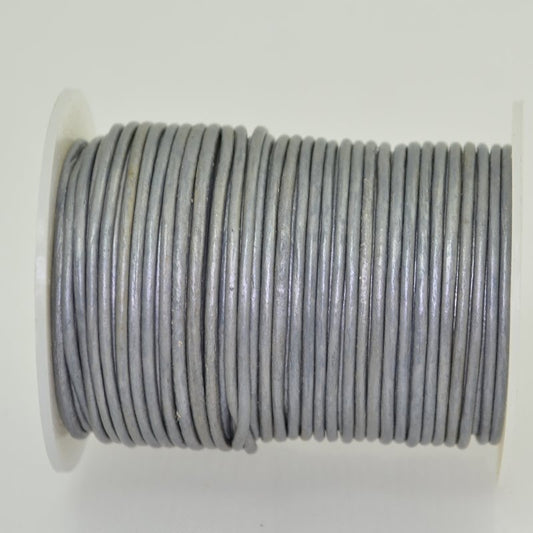 Stringing - 1.5mm Leather Cord - Silver Metallic (25 meter Spool)