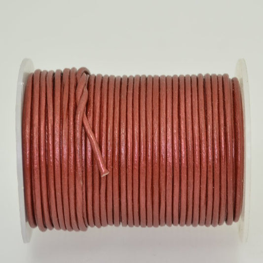 Stringing - 1.5mm Leather Cord - Metallic Rust (25 meter Spool)