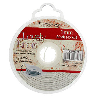 Lovely Knots - 1mm - Braided Knotting Cord - White (50y Bobbin)