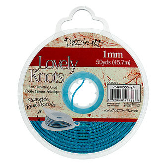 Lovely Knots - 1mm - Braided Knotting Cord - Aqua Blue (50y Bobbin)