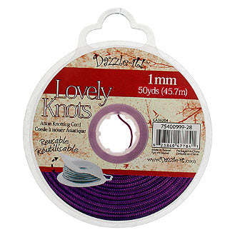 Lovely Knots - 1mm - Braided Knotting Cord - Cardinal Purple (50y Bobbin)