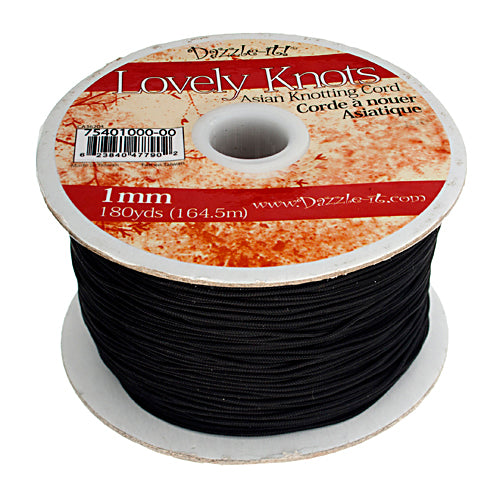Lovely Knots - 1mm - Braided Knotting Cord - Black (180y Spool)