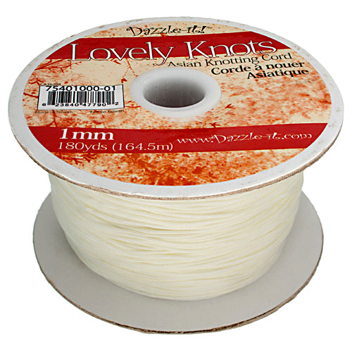 Lovely Knots - 1mm - Braided Knotting Cord - White (180y Spool)