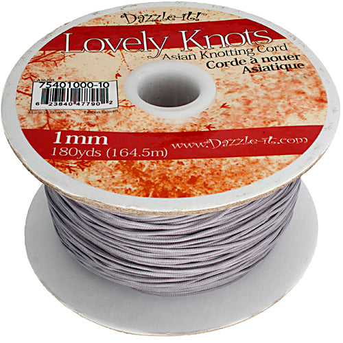 Lovely Knots - 1mm - Braided Knotting Cord - Silver (180y Spool)