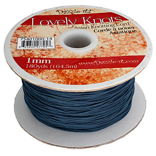 Lovely Knots - 1mm - Braided Knotting Cord - Navy Blue (180y Spool)
