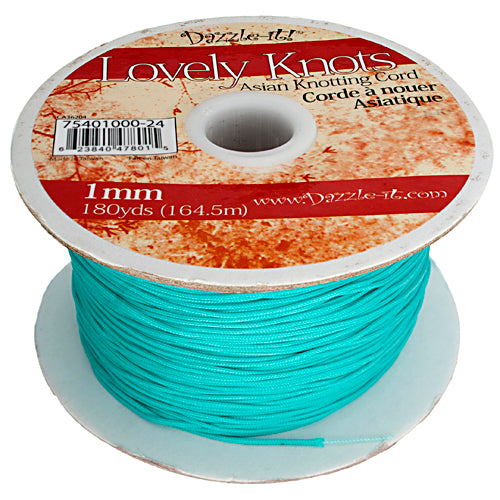 Lovely Knots - 1mm - Braided Knotting Cord - Aqua Blue (180y Spool)