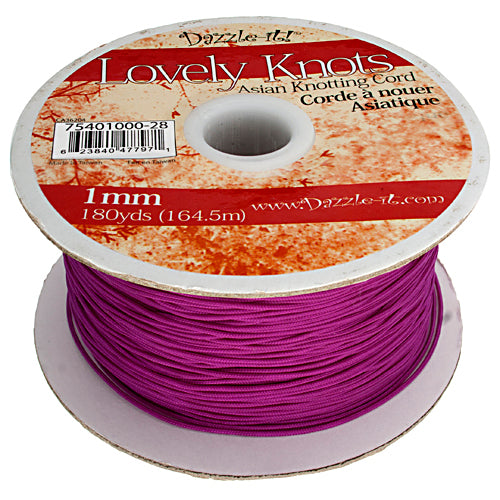 Lovely Knots - 1mm - Braided Knotting Cord - Cardinal Purple (180y Spool)