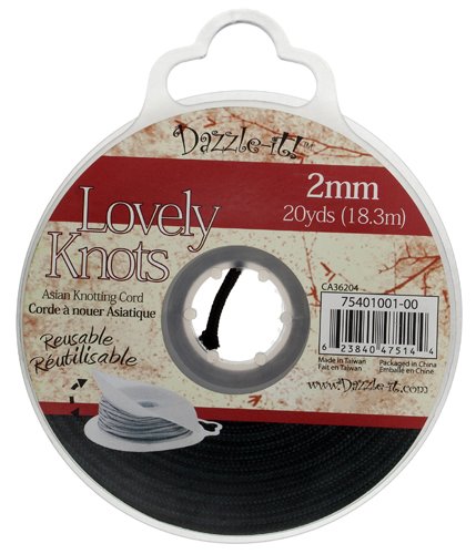 Lovely Knots - 2mm - Braided Knotting Cord - Black (20yd Bobbin)