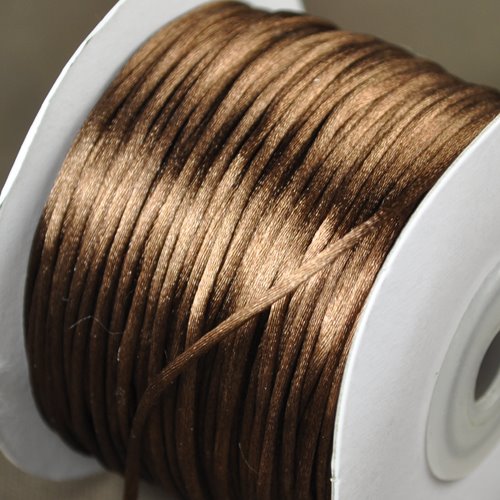 Rattail Cord - 1mm Satin Bugtail Cord - Light Chocolate (Spool)