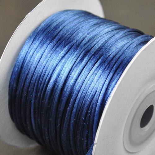Rattail Cord - 1mm Satin Bugtail Cord - Navy Blue (Spool)
