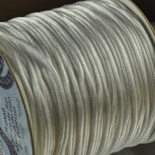 Rattail Cord - 1.5mm Satin Mousetail Cord - White (Spool)