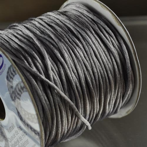 Rattail Cord - 1.5mm Satin Mousetail Cord - Silver (Spool)