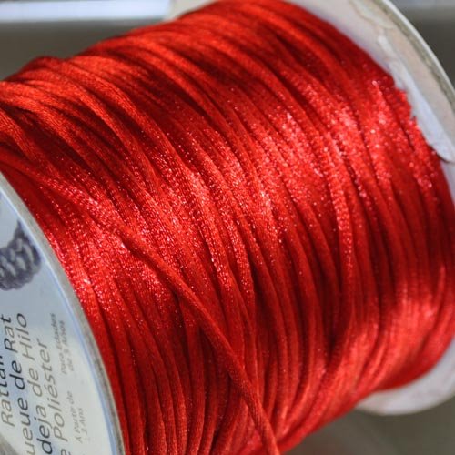 Rattail Cord - 1.5mm Satin Mousetail Cord - Red (Spool)