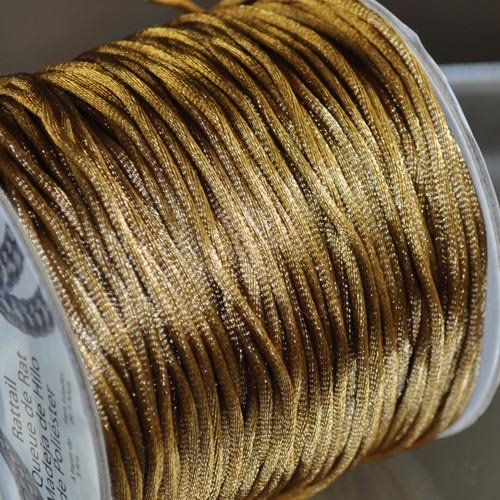 Rattail Cord - 1.5mm Satin Mousetail Cord - Gold Bronze (Spool)