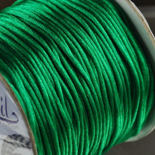 Rattail Cord - 1.5mm Satin Mousetail Cord - Kelly Green (Spool)