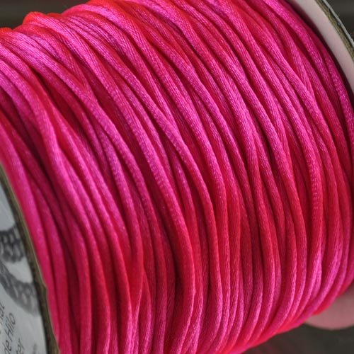 Rattail Cord - 1.5mm Satin Mousetail Cord - Hot Pink (Spool)