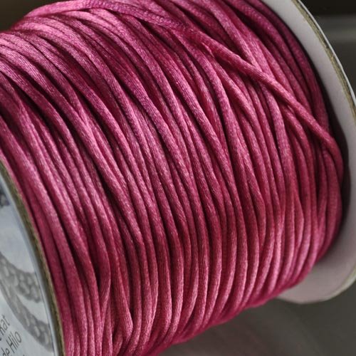 Rattail Cord - 1.5mm Satin Mousetail Cord - Strawberry Pink (Spool)