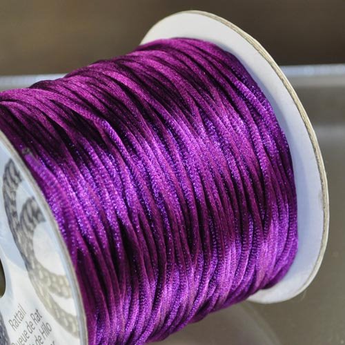 Rattail Cord - 1.5mm Satin Mousetail Cord - Cardinal Purple (Spool)