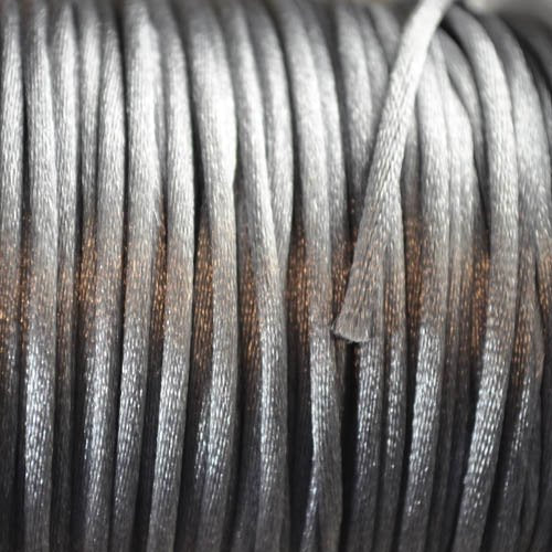Rattail Cord - 2mm Satin Rattail Cord - Silver Grey (Spool)