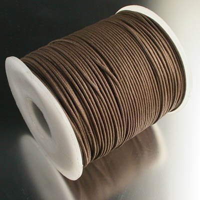 Cord - 1mm Round Waxed Cotton Cord - Light Brown (Spool)