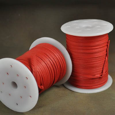 Cord - 3mm Flat Waxed Cotton Cord - Lucky Red (Spool 50 M)