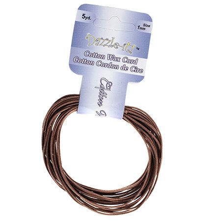 Dazzle-It - 1mm Waxed Cotton Cord - Dark Brown (Pack 5 yds)