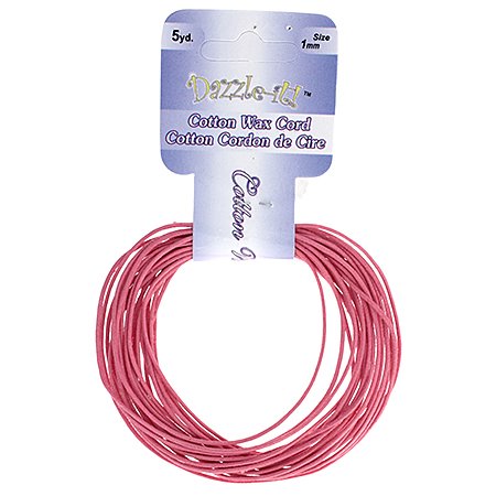 Dazzle-It - 1mm Waxed Cotton Cord - Neon Pink (Pack 5 yds)