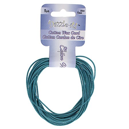Dazzle-It - 1mm Waxed Cotton Cord - Turquoise (Pack 5 yds)