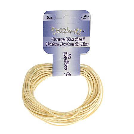 Dazzle-It - 1mm Waxed Cotton Cord - Ivory (Pack 5 yds)