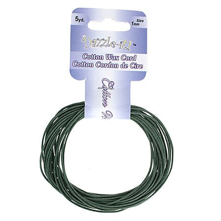 Dazzle-It - 1mm Waxed Cotton Cord - Emerald (Pack 5 yds)