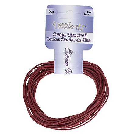 Dazzle-It - 1mm Waxed Cotton Cord - Italian Red (Pack 5 yds)
