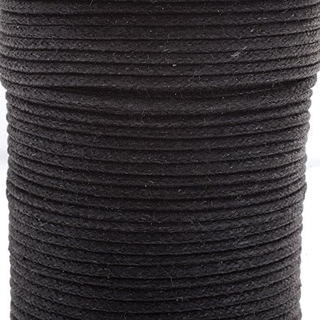 Cotton Cord - 1mm Round Waxed - Black (25m)