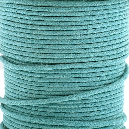 Cotton Cord - 1mm Round Waxed - Blue Turquoise (25m)