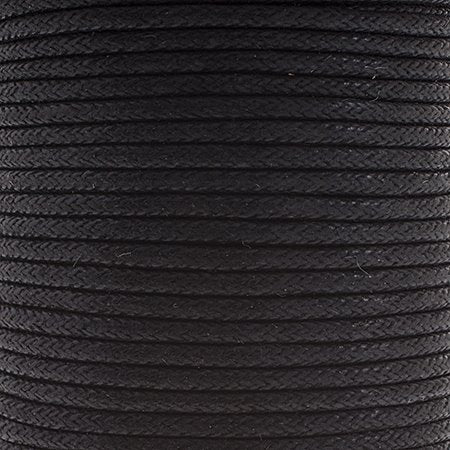 Cotton Cord - 1.5mm Round Waxed - Black (25m)