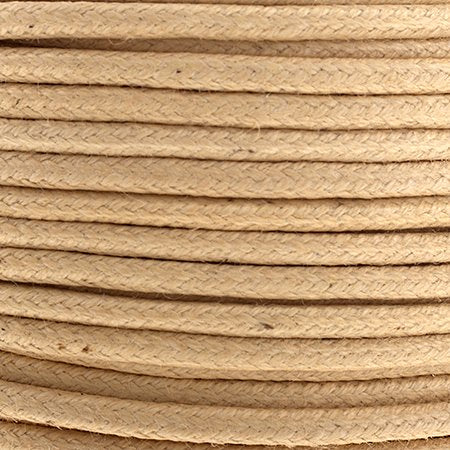 Cotton Cord - 2mm Round Waxed - Natural (25m)