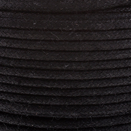 Cotton Cord - 2mm Round Waxed - Black (25m)