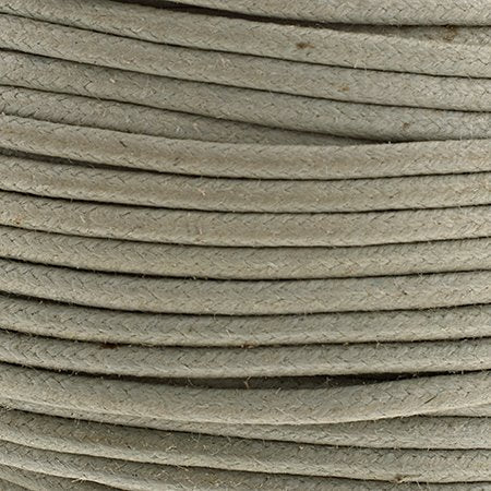 Cotton Cord - 2mm Round Waxed - Zinc (25m)