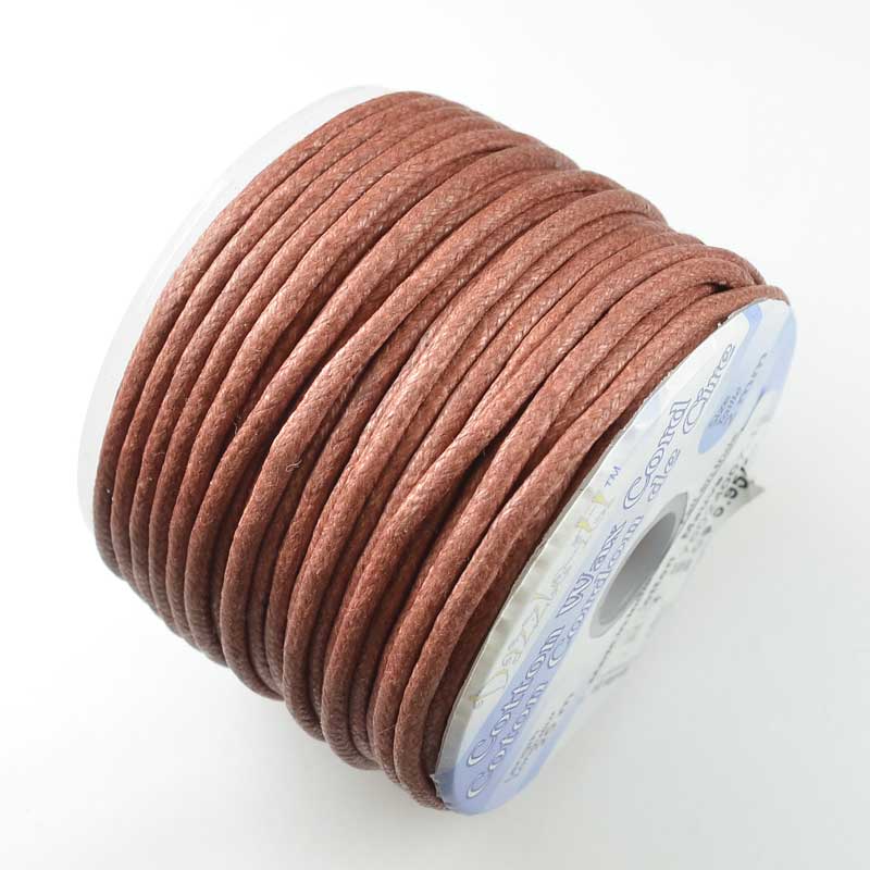 Cotton Cord - 2mm Round Waxed - Chocolate Brown (25m)
