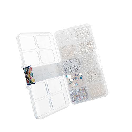 Sequins and Beads Kit -  Assorted - White (Box)