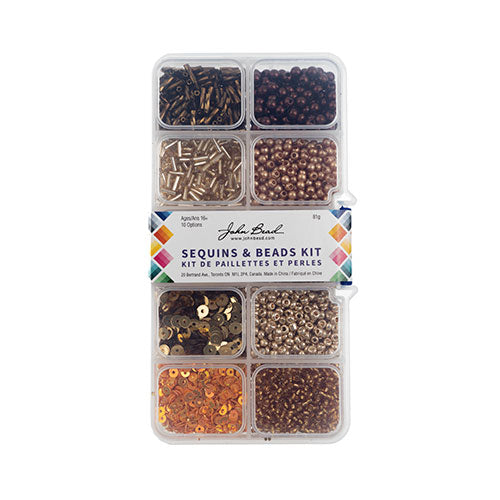 Sequins and Beads Kit -  Assorted - Gold (Box)