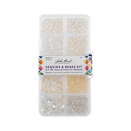Sequins and Beads Kit -  Assorted - Cream (Box)
