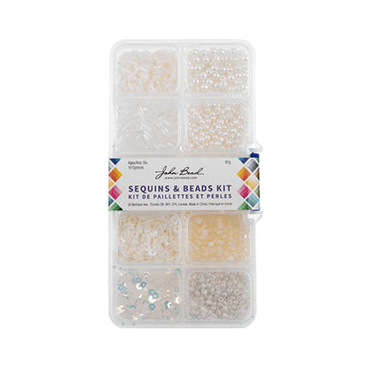 Sequins and Beads Kit -  Assorted - Cream (Box)