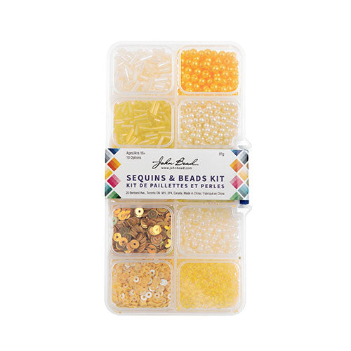 Sequins and Beads Kit -  Assorted - Yellow (Box)