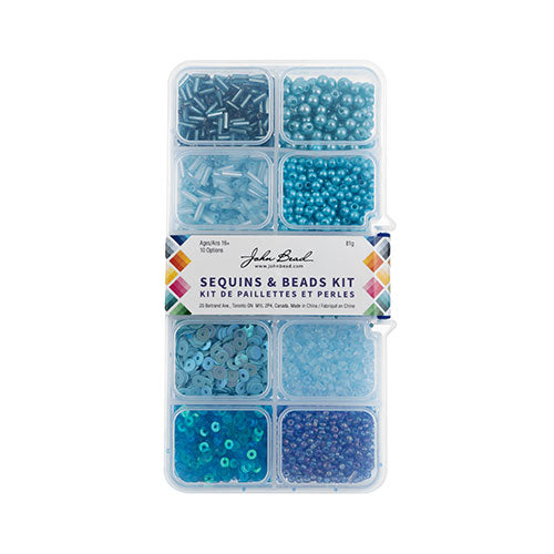 Sequins and Beads Kit -  Assorted - Blue (Box)