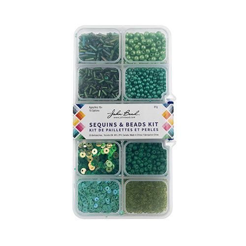 Sequins and Beads Kit -  Assorted - Green (Box)