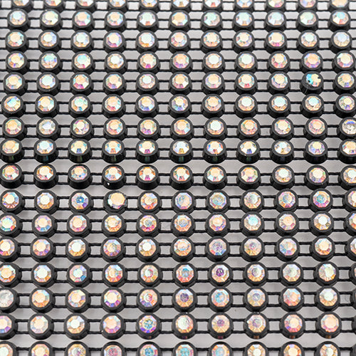 Crystal Lane Rhinestone Trim - ss12 (3mm) - Black Casing/ Crystal AB (10yd)