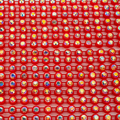 Crystal Lane Rhinestone Trim - ss12 (3mm) - Tangerine Casing/ Crystal AB (10yd)