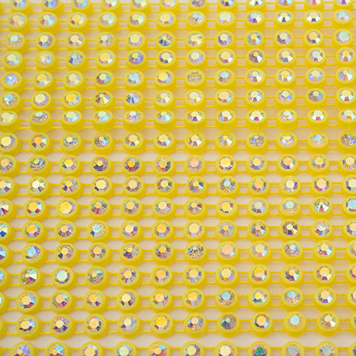 Crystal Lane Rhinestone Trim - ss12 (3mm) - Lemon Casing/ Crystal AB (10yd)